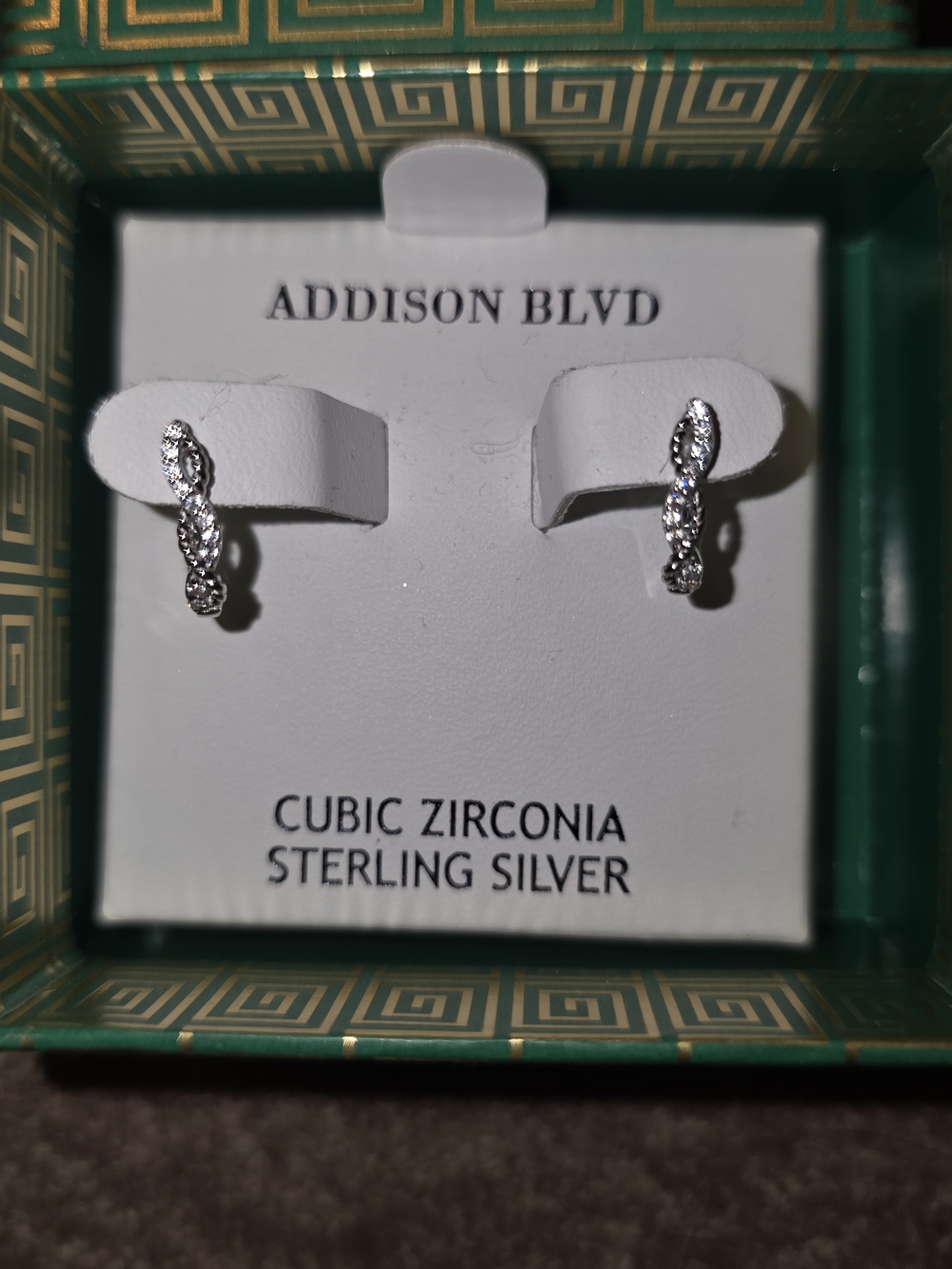 Addison Blvd Sterling Silver Cubic Zirconia Twisted Hoop Earrings - Silver